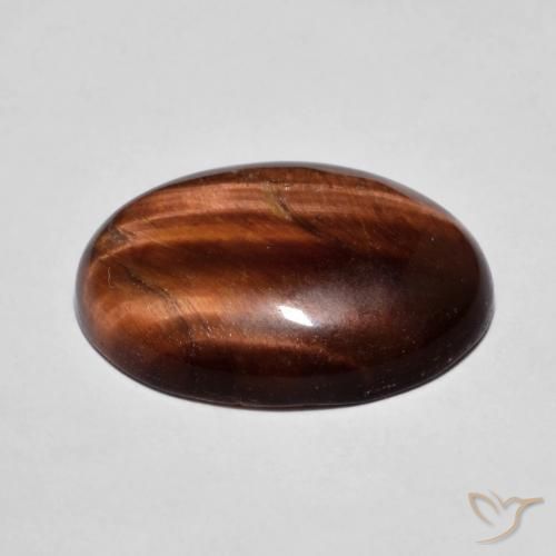 Tiger's Eye Gemstone in 18 x 13 mm (calibrated) Size for Sale, Tiger's Eye Stone in Gingerbread Brown Color