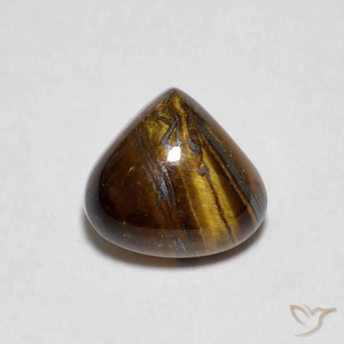 Ojo de Tigre Cabujón Pera de 0,87 ct de Tailandia, Dimensión 6,1 x 5,7mm, Claridad Opaco, Piedra preciosa natural No tratado, 1 pieza de Ojo de Tigre en color Marrón cálido, Dureza Mohs de 6.5 - 7 Adecuado para joyas de uso diario, Photo A