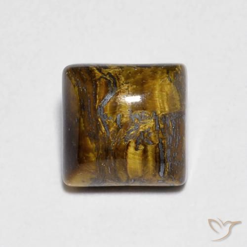 1.36ct Natural Medium Light-Brown Tiger's Eye, Square, Opaque