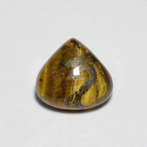 Oeil de Tigre Poire en damier des États-Unis 0,78 ct, dimension 6,1 x 5,7mm, pureté Opaque , pierre gemme naturelle Non traité, 1 pièce Oeil de Tigre de couleur Marron jaunâtre, dureté Mohs de 6.5 à 7 convient aux bijoux de tous les jours, pierre de sagesse, Photo A