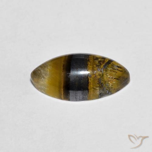 Tiger's Eye Gemstone in 12 x 6 mm (calibrated) Size for Sale, Tiger's Eye Stone in Medium Light-Brown Color