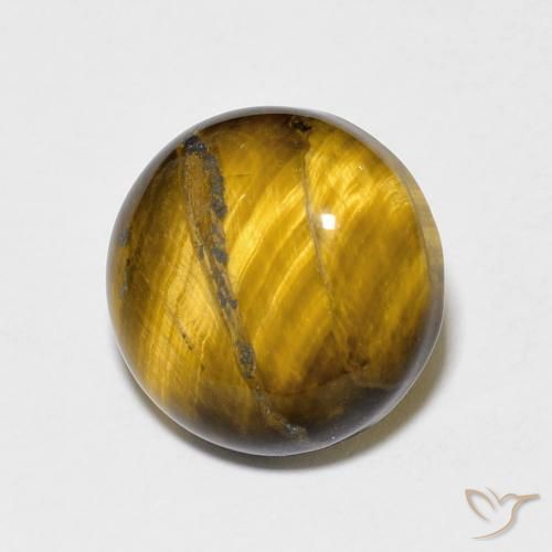 6.66 ct Brown Tiger's Eye Stone, Natural Tiger's Eye in Round Cabochon Shape for Sale
