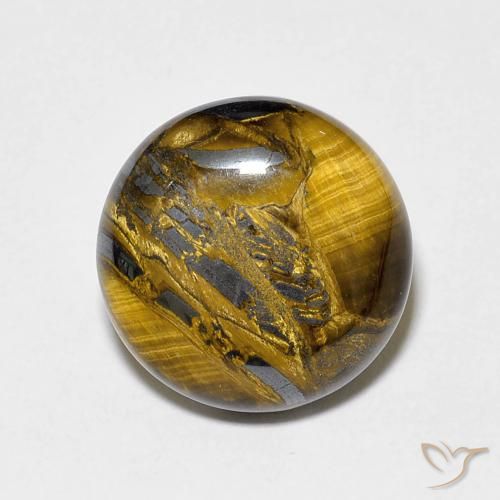 7.30ct Natural Yellowish Brown Tiger's Eye, Round, Opaque