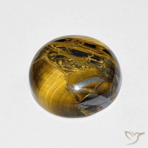 Tiger's Eye Gemstone in 12 mm (calibrated) Size for Sale, Tiger's Eye Stone in Yellowish Brown Color