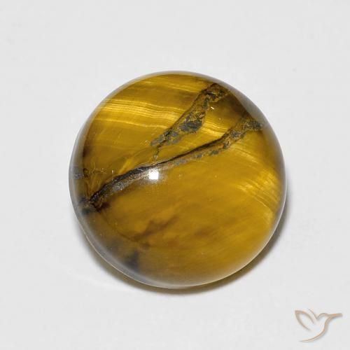 6.75 ct Brown Tiger's Eye Stone, Natural Tiger's Eye in Round Cabochon Shape for Sale