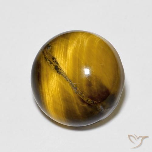 6.84 ct Brown Tiger's Eye Stone, Natural Tiger's Eye in Round Cabochon Shape for Sale