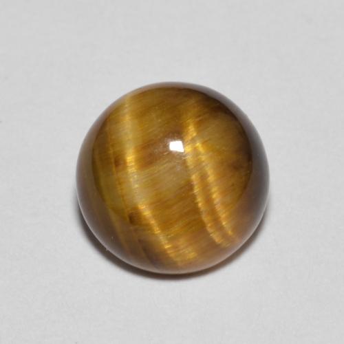 Ojo de Tigre Marrón Cabujón Redondo de 7,2mm de Tailandia, peso de 1.34ct, piedra preciosa No tratado de forma natural en claridad Opaco, Ojo de Tigre de 1 pieza: el color es Marrón medio, dureza Mohs de 6.5 - 7 Adecuado para joyas de uso diario, Photo A