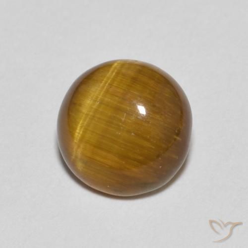 1.19 ct Brown Tiger's Eye Stone, Natural Tiger's Eye in Round Cabochon Shape for Sale
