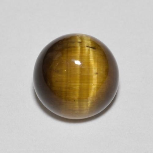 Oeil de Tigre Brun Tour 7,2mm de la Thaïlande, poids de 1,52 ct, pierre gemme naturelle Non traité de pureté Opaque , 1 pièce Oeil de Tigre round cabochon, couleur : Marron jaunâtre, dureté de Mohs de 6.5 à 7 convient aux bijoux de tous les jours, pierre de sagesse, Photo A