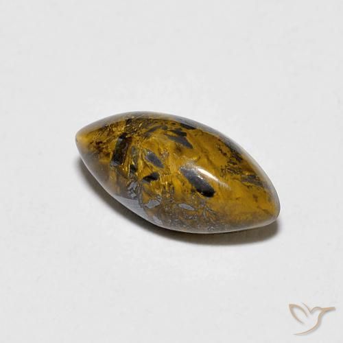 1.53 ct Brown Tiger's Eye Stone, Natural Tiger's Eye in Marquise Cabochon Shape for Sale