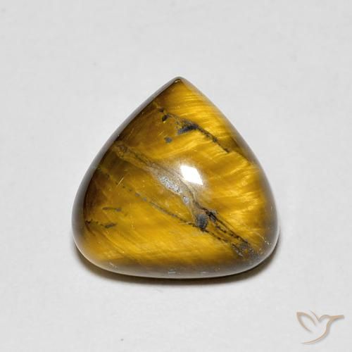 3.43ct Natural Yellowish Brown Tiger's Eye, Pear Shape, Opaque