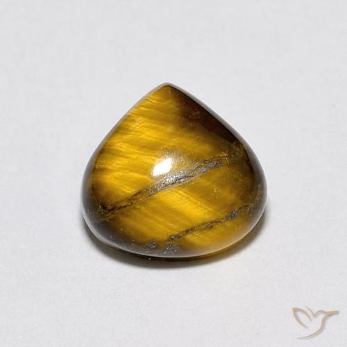 1.93ct Natural Light Brown Tiger's Eye, Pear Shape, Opaque