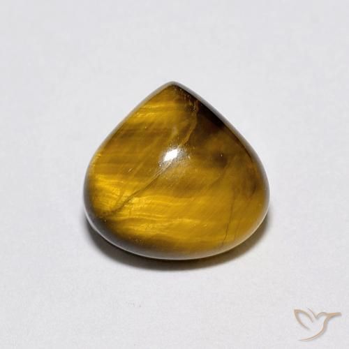 1.90ct Natural Yellowish Brown Tiger's Eye, Pear Shape, Opaque