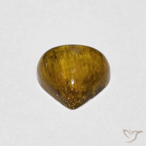 Tiger's Eye Gemstone in 6.1 x 5.7 mm Size for Sale, Tiger's Eye Stone in Yellowish Brown Color