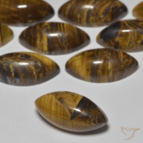 17.33 ctw Brown Tiger's Eye Stones, Natural Tiger's Eye in Marquise Cabochon Shape for Sale