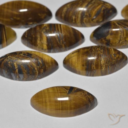 Tiger's Eye Gemstones in 12 x 6 mm (calibrated) Size for Sale, Tiger's Eye Stones in Warm Brown Color