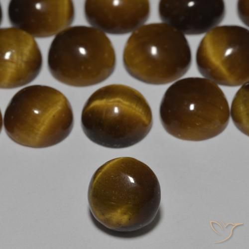 6.44 ctw Brown Tiger's Eye Stones, Natural Tiger's Eye in Round Cabochon Shape for Sale