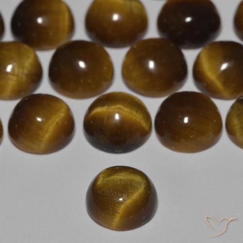 Tiger's Eye Gemstones in 6 mm (calibrated) Size for Sale, Tiger's Eye Stones in Warm Brown Color