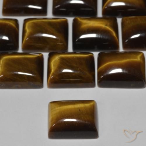 Tiger's Eye Gemstones in 12 x 10 mm (calibrated) Size for Sale, Tiger's Eye Stones in Golden Brown Color