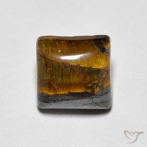 1.43ct Natural Medium Dark-Brown Tiger's Eye, Square, Opaque