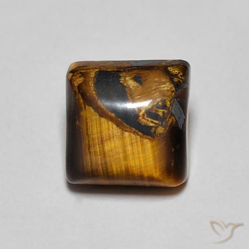 1.26ct Natural Medium Dark-Brown Tiger's Eye, Square, Opaque