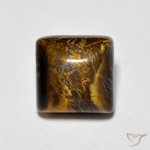 1.34ct Natural Medium Light-Brown Tiger's Eye, Square, Opaque