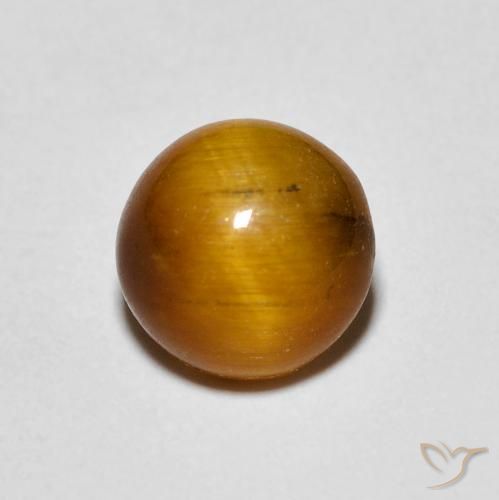 Ojo de Tigre Dorado Cabujón Redondo de 0.97 ct de Tailandia, dimensión 6,3mm, piedra preciosa natural No tratado, claridad Opaco, Ojo de Tigre de 1 pieza en color Marrón-oro, dureza Mohs de 6.5 - 7 Adecuado para joyas de uso diario, Photo A