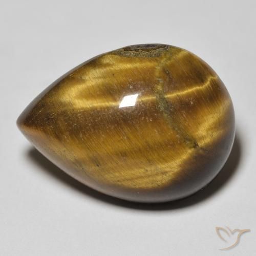 13.27ct Natural Yellowish Brown Tiger's Eye, Pear Shape, Opaque