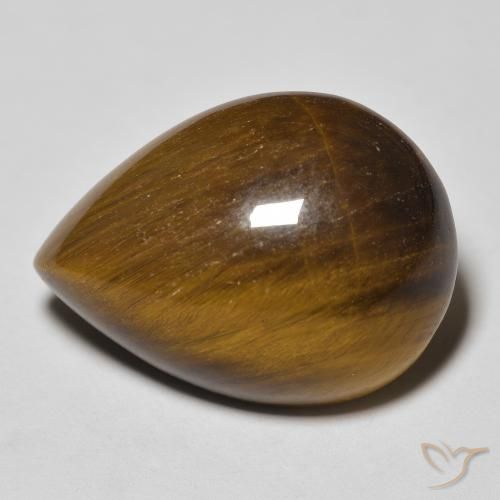 13.46ct Natural Yellowish Brown Tiger's Eye, Pear Shape, Opaque