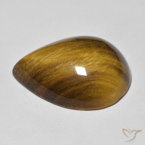 Tiger's Eye Gemstone in 20 x 15 mm (calibrated) Size for Sale, Tiger's Eye Stone in Yellowish Brown Color