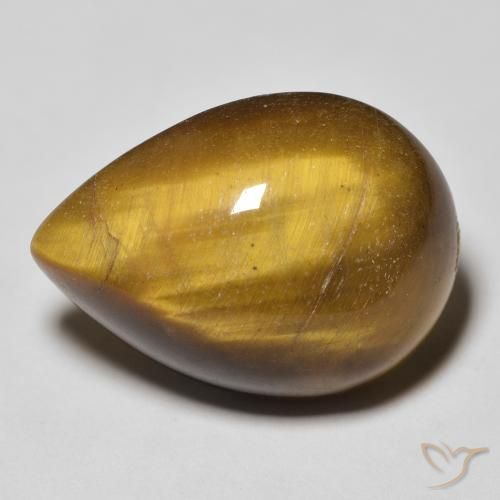 13.04ct Natural Yellowish Brown Tiger's Eye, Pear Shape, Opaque