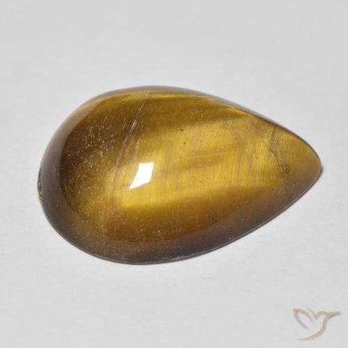 Tiger's Eye Gemstone in 20 x 15 mm (calibrated) Size for Sale, Tiger's Eye Stone in Yellowish Brown Color