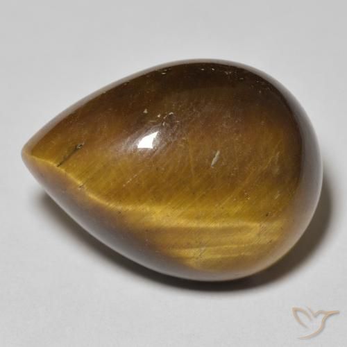 15.78ct Natural Yellowish Brown Tiger's Eye, Pear Shape, Opaque