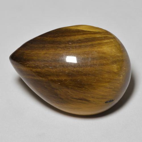 Oeil de Tigre Brun Poire 20,2 x 15,1mm de la Thaïlande, poids de 13,21 ct, pierre gemme naturelle Non traité de pureté Opaque , 1 pièce Oeil de Tigre pear cabochon, couleur : Brun moyen, dureté de Mohs de 6.5 à 7 convient aux bijoux de tous les jours, pierre de sagesse, Photo A