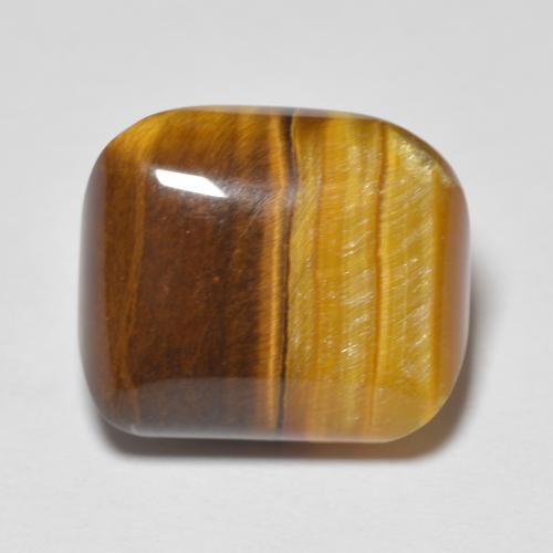 13,9 x 11,9mm brauner Tigerauge im Kissen Cabochon aus Thailand, Gewicht 8,35 ct, Garantiert echter Edelstein in Opaque Reinheit, 1 Stück Tigerauge - die Farbe ist Hellbraun, Mohs-Härte von 6,5 - 7 Geeignet für den täglichen Gebrauch im Schmuck, Photo A