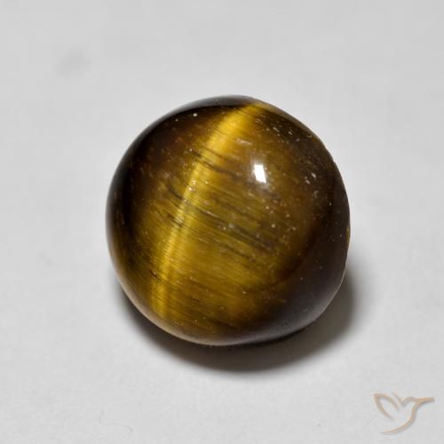 1.87ct Natural Medium Dark-Brown Tiger's Eye, Round, Opaque