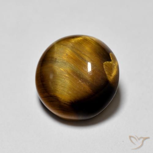 2.01 ct Brown Tiger's Eye Stone, Natural Tiger's Eye in Round Cabochon Shape for Sale
