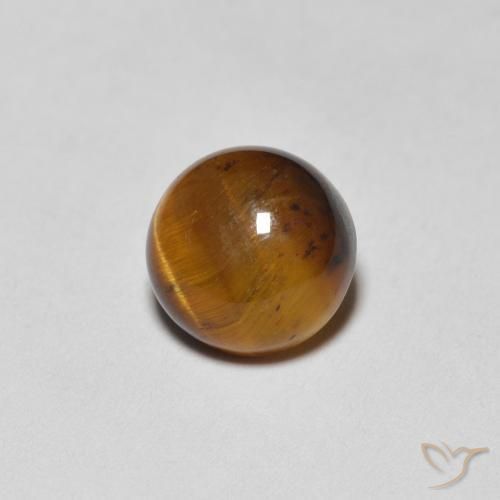 1.36 ct Brown Tiger's Eye Stone, Natural Tiger's Eye in Round Cabochon Shape for Sale