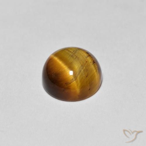 Tiger's Eye Gemstone in 7 mm (calibrated) Size for Sale, Tiger's Eye Stone in Gingerbread Brown Color