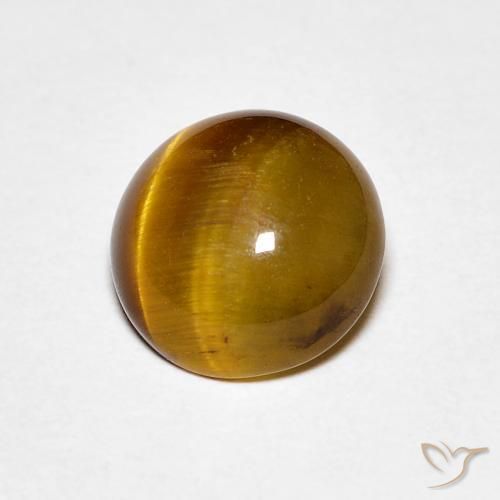 1.45 ct Brown Tiger's Eye Stone, Natural Tiger's Eye in Round Cabochon Shape for Sale