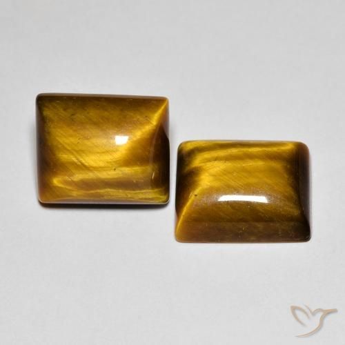 12.53 ctw Brown Tiger's Eye Stones, Natural Tiger's Eye in Baguette Cabochon Shape for Sale