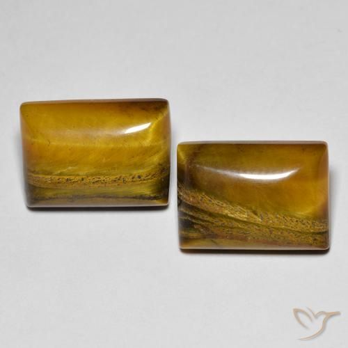 15.83 ctw Brown Tiger's Eye Stones, Natural Tiger's Eye in Baguette Cabochon Shape for Sale