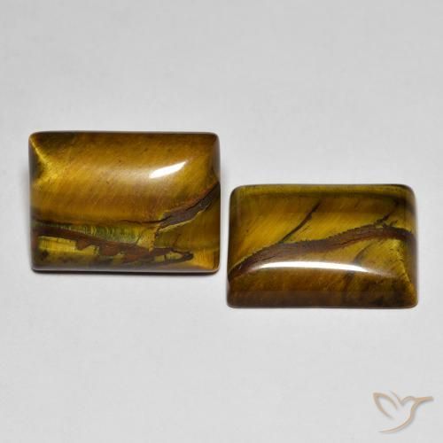 18.41 ctw Brown Tiger's Eye Stones, Natural Tiger's Eye in Baguette Cabochon Shape for Sale