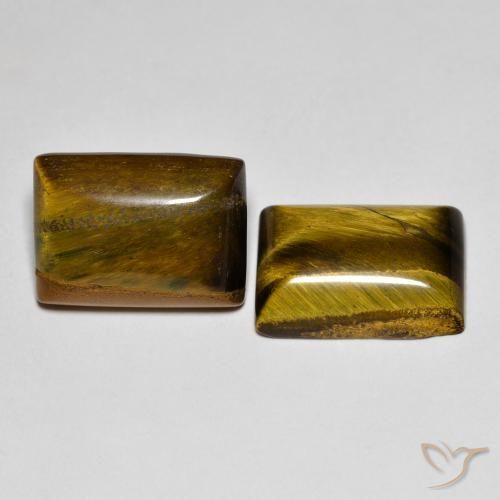 14.35 ctw Brown Tiger's Eye Stones, Natural Tiger's Eye in Baguette Cabochon Shape for Sale