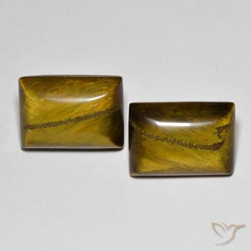14.11ctw Natural Medium Brown Tiger's Eye, Baguette, Opaque