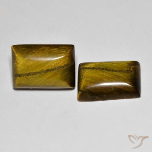14.11 ctw Brown Tiger's Eye Stones, Natural Tiger's Eye in Baguette Cabochon Shape for Sale