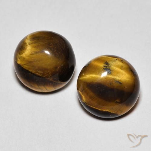 4.21 ctw Brown Tiger's Eye Stones, Natural Tiger's Eye in Round Cabochon Shape for Sale