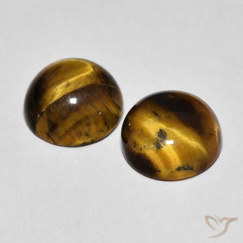 Tiger's Eye Gemstones in 8 mm (calibrated) Size for Sale, Tiger's Eye Stones in Warm Brown Color