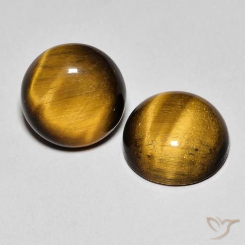 7.22 ctw Brown Tiger's Eye Stones, Natural Tiger's Eye in Round Cabochon Shape for Sale