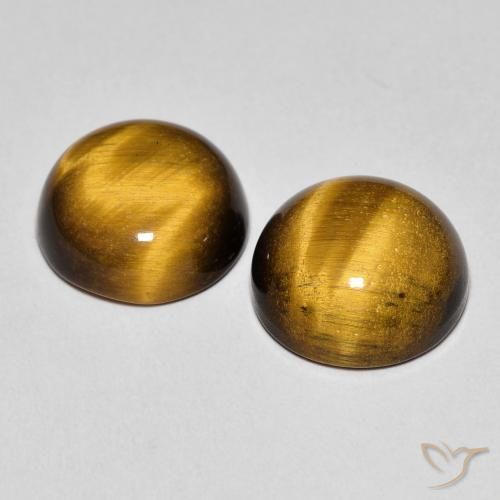 Tiger's Eye Gemstones in 10 mm (calibrated) Size for Sale, Tiger's Eye Stones in Warm Brown Color